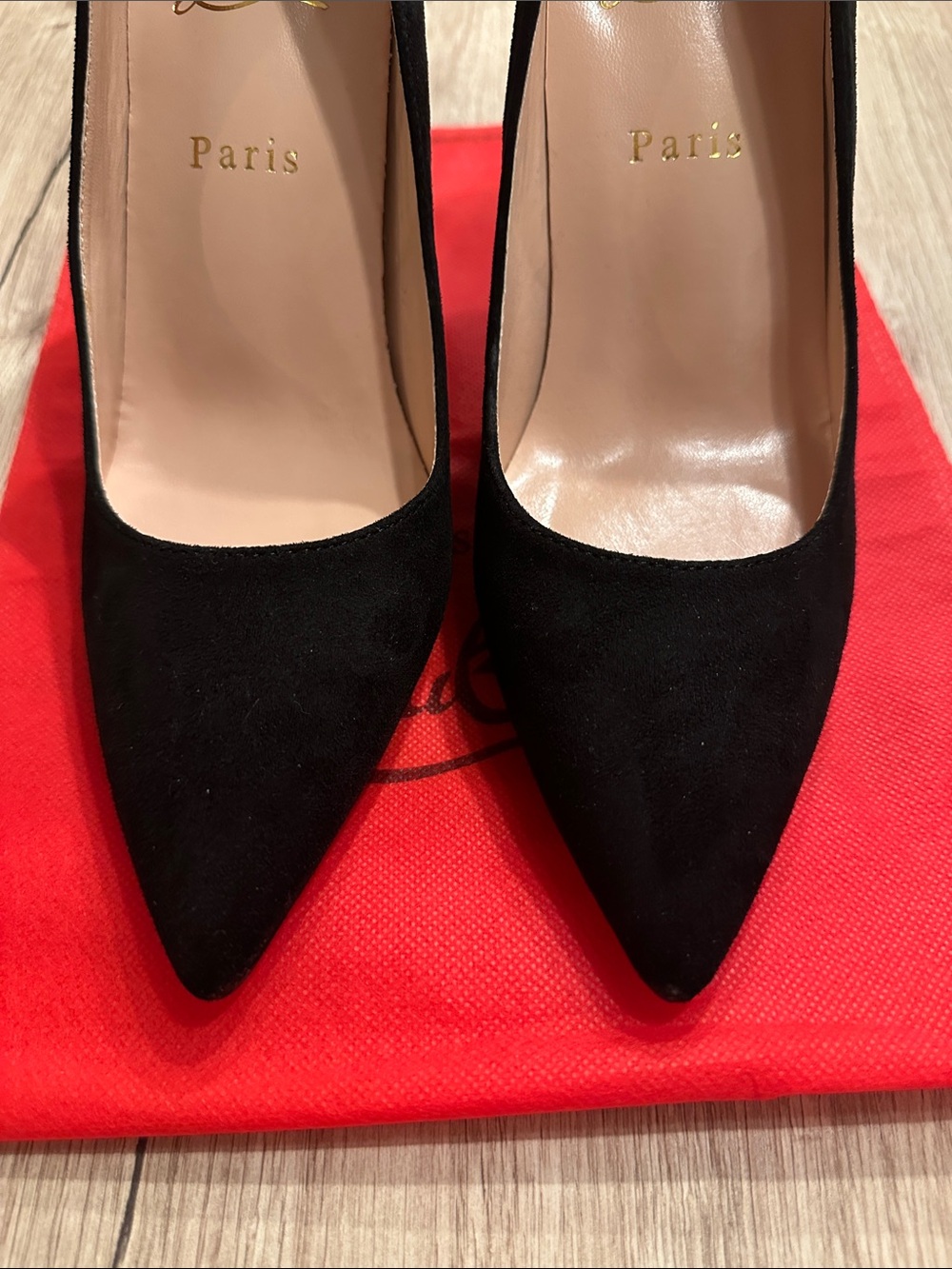 Christian Louboutin Black Suede Pointed Toe Pumps Heels EU 41 - Picture 6 of 9